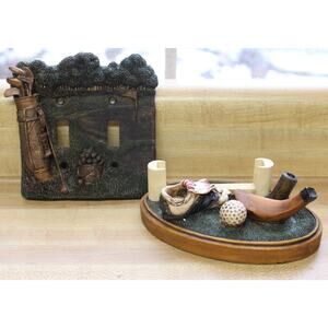 Golf Themed Double Gang light Switch Cover and Pen Holder/ Desk Organizer.